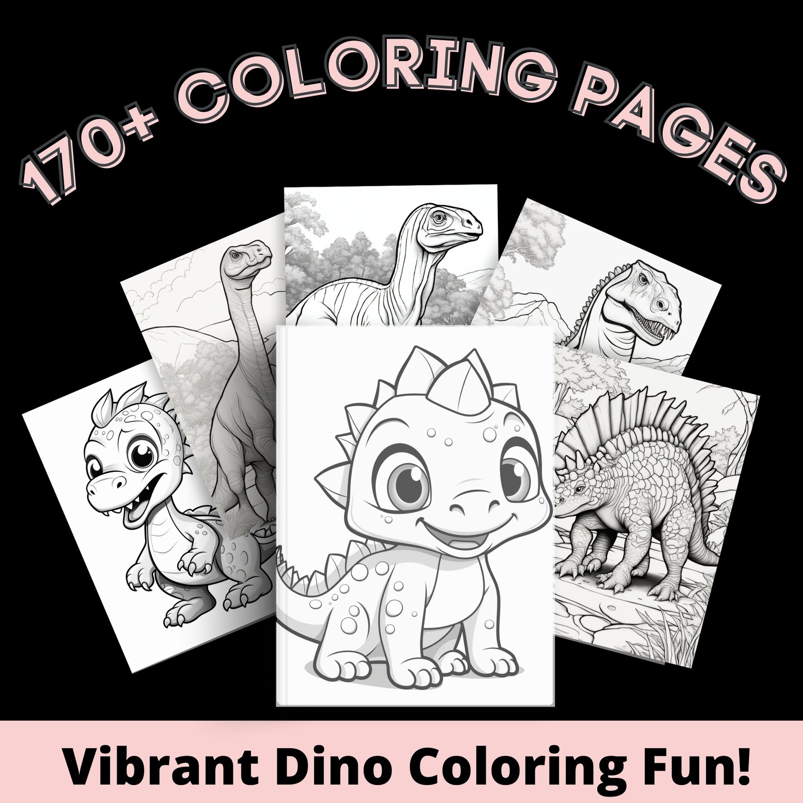 Dive into Dino Fun: 170 Coloring Pages + 10 Exciting Stories! - Image 3